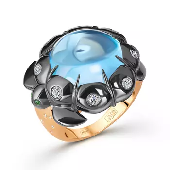 Кольцо с 37 бриллиантами белое/желтое золото 585