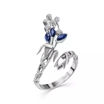 Кольцо с 37 бриллиантами белое золото 750