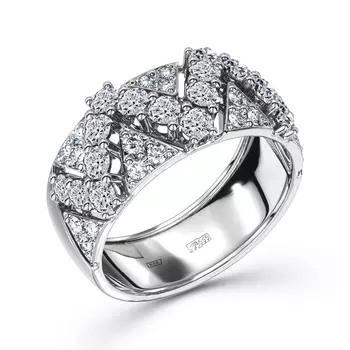 Кольцо с 38 бриллиантами белое золото 585