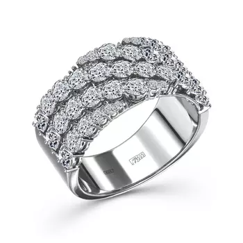 Кольцо с 39 бриллиантами белое золото 585