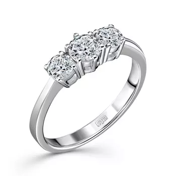 Кольцо с 3 бриллиантами белое золото 750