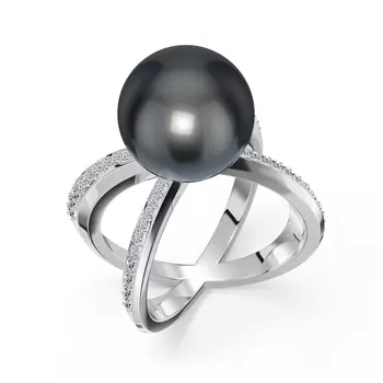 Кольцо с 41 бриллиантом белое золото 585