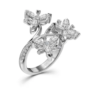 Кольцо с 41 бриллиантом белое золото 750