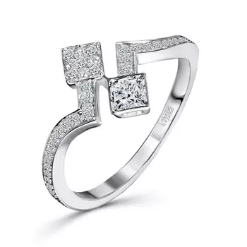 Кольцо с 42 бриллиантами белое золото 585