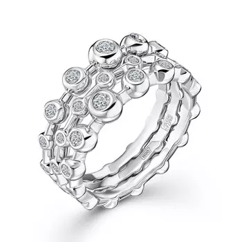 Кольцо с 42 бриллиантами белое золото 585