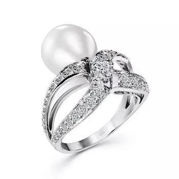 Кольцо с 42 бриллиантами белое золото 585