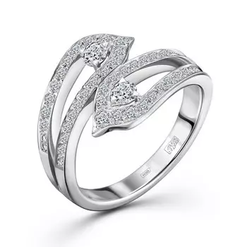 Кольцо с 48 бриллиантами белое золото 585