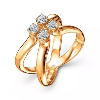 Кольцо с 4 бриллиантами желтое золото 585