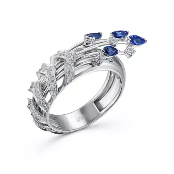 Кольцо с 50 бриллиантами белое золото 585