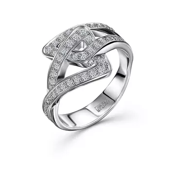 Кольцо с 51 бриллиантом белое золото 585