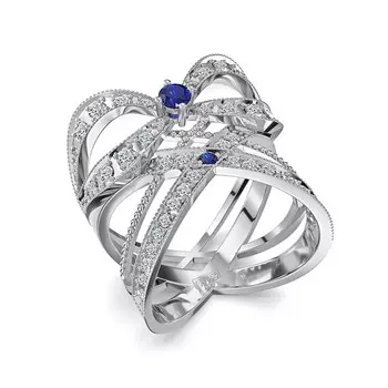 Кольцо с 52 бриллиантами белое золото 585