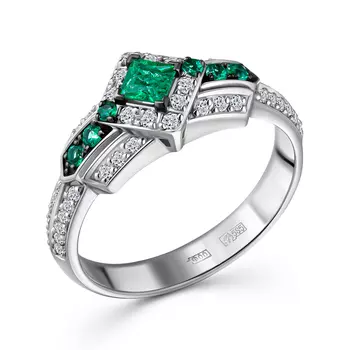 Кольцо с 53 бриллиантами белое золото 585