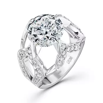 Кольцо с 53 бриллиантами белое золото 750