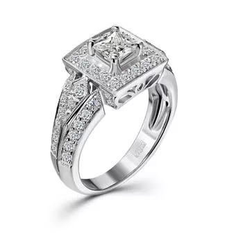 Кольцо с 53 бриллиантами белое золото 750