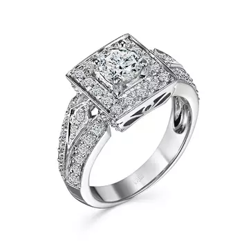 Кольцо с 53 бриллиантами белое золото 750