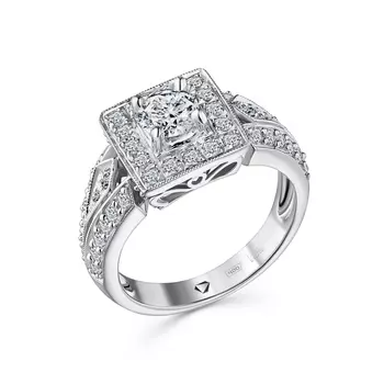 Кольцо с 53 бриллиантами белое золото 750