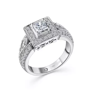 Кольцо с 53 бриллиантами белое золото 750