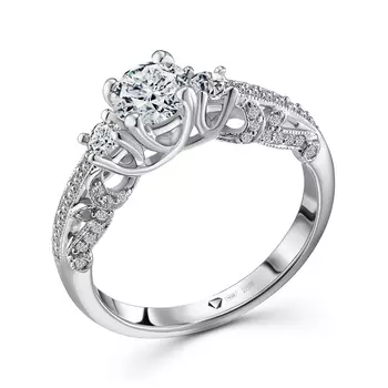 Кольцо с 53 бриллиантами белое золото 750