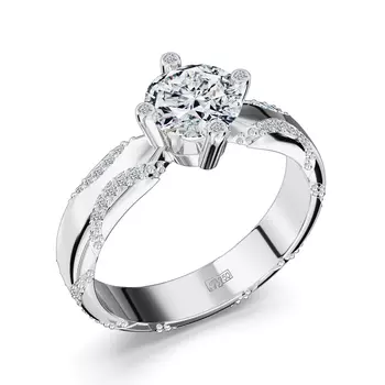 Кольцо с 55 бриллиантами белое золото 750