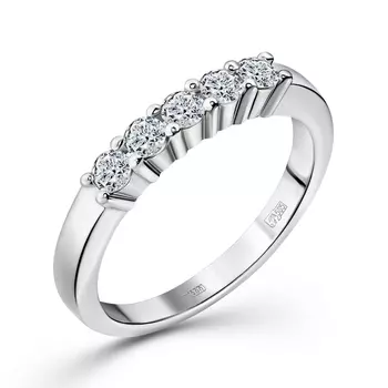 Кольцо с 5 бриллиантами белое золото 585