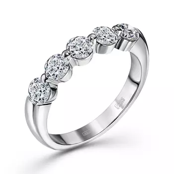 Кольцо с 5 бриллиантами белое золото 585