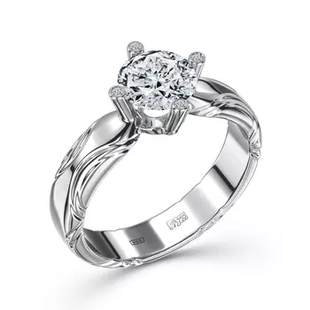 Кольцо с 5 бриллиантами белое золото 750