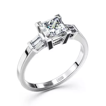 Кольцо с 5 бриллиантами белое золото 750