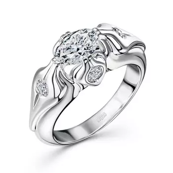 Кольцо с 5 бриллиантами белое золото 750