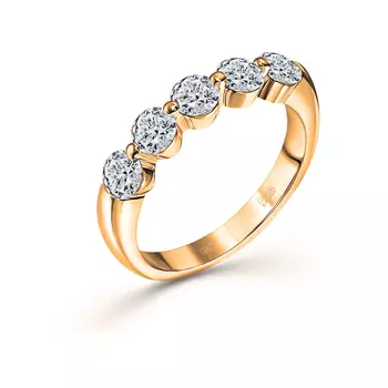 Кольцо с 5 бриллиантами желтое золото 585