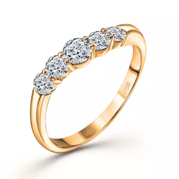 Кольцо с 5 бриллиантами желтое золото 585