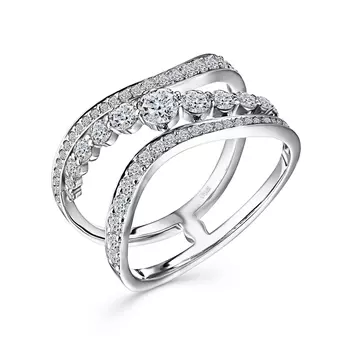 Кольцо с 62 бриллиантами белое золото 585