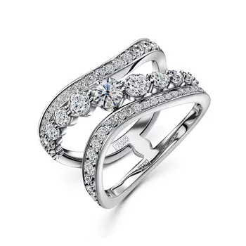 Кольцо с 62 бриллиантами белое золото 585