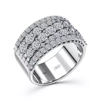 Кольцо с 63 бриллиантами белое золото 585