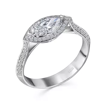 Кольцо с 65 бриллиантами белое золото 750