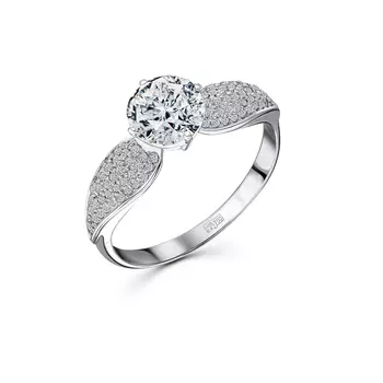 Кольцо с 67 бриллиантами белое золото 750