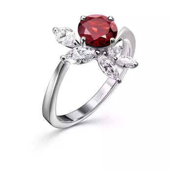 Кольцо с 6 бриллиантами белое золото 750