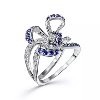 Кольцо с 71 бриллиантом белое золото 585