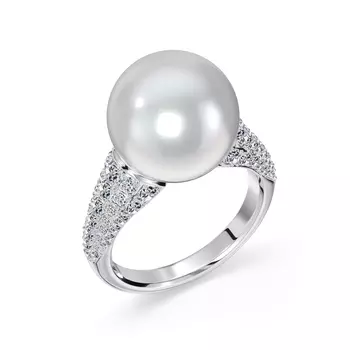 Кольцо с 71 бриллиантом белое золото 585