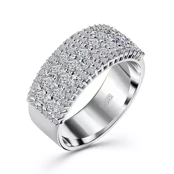 Кольцо с 71 бриллиантом белое золото 585