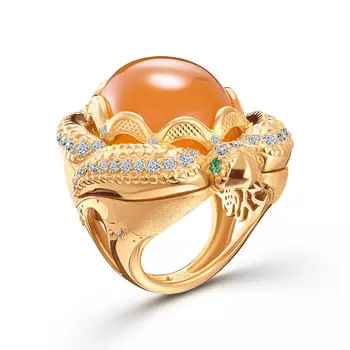 Кольцо с 73 бриллиантами желтое золото 585