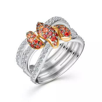 Кольцо с 77 бриллиантами белое/желтое золото 585