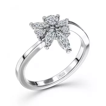 Кольцо с 7 бриллиантами белое золото 585