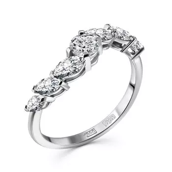 Кольцо с 7 бриллиантами белое золото 585