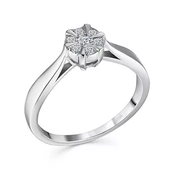 Кольцо с 7 бриллиантами белое золото 585