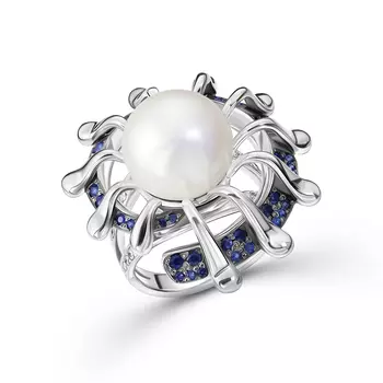 Кольцо с 89 бриллиантами белое золото 585