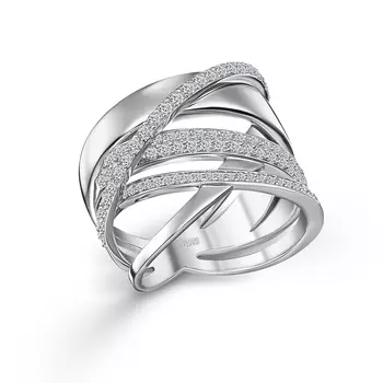 Кольцо с 95 бриллиантами белое золото 585