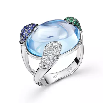 Кольцо с 96 бриллиантами белое золото 585