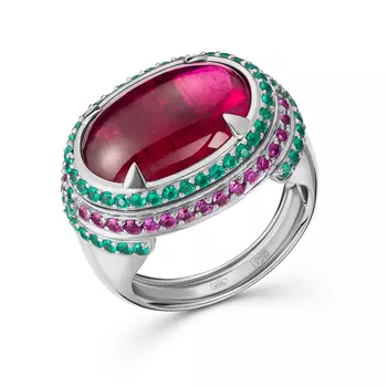 Кольцо с 97 бриллиантами белое золото 585