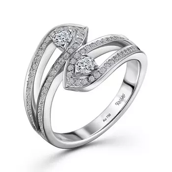 Кольцо с 98 бриллиантами белое золото 585