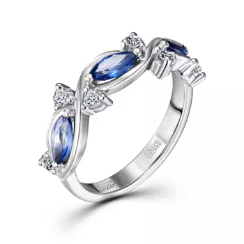 Кольцо с 9 бриллиантами белое золото 585